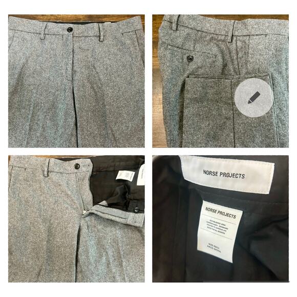 Norse Projects - Aros Grey Wool - Size 31-measure 34 X 30 In EUC - Picture 1 of 9